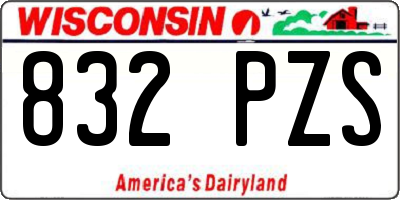 WI license plate 832PZS