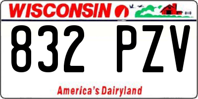 WI license plate 832PZV