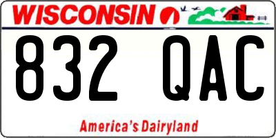 WI license plate 832QAC