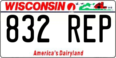 WI license plate 832REP