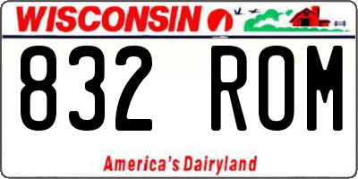 WI license plate 832ROM