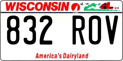 WI license plate 832ROV