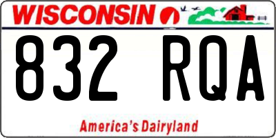 WI license plate 832RQA