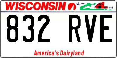 WI license plate 832RVE