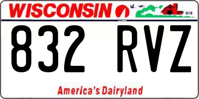 WI license plate 832RVZ