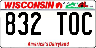 WI license plate 832TOC