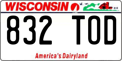 WI license plate 832TOD