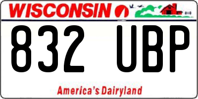 WI license plate 832UBP