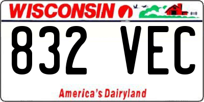 WI license plate 832VEC