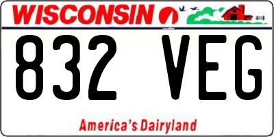 WI license plate 832VEG