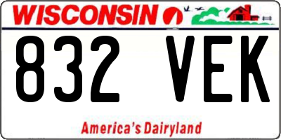 WI license plate 832VEK