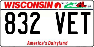 WI license plate 832VET