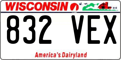 WI license plate 832VEX
