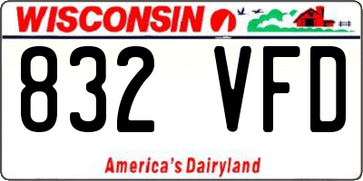 WI license plate 832VFD