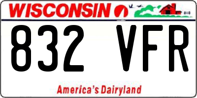 WI license plate 832VFR