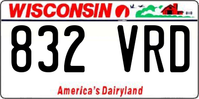 WI license plate 832VRD