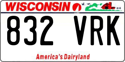 WI license plate 832VRK