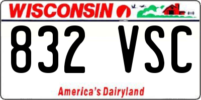 WI license plate 832VSC