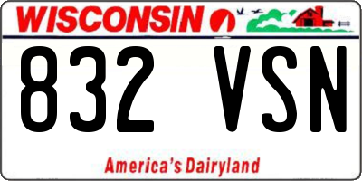 WI license plate 832VSN