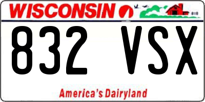 WI license plate 832VSX