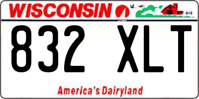 WI license plate 832XLT