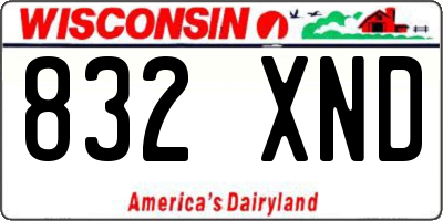WI license plate 832XND