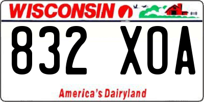 WI license plate 832XOA