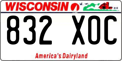 WI license plate 832XOC