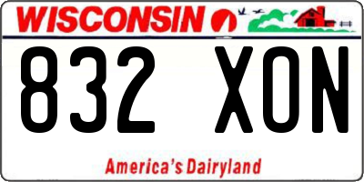 WI license plate 832XON