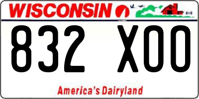 WI license plate 832XOO