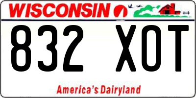 WI license plate 832XOT