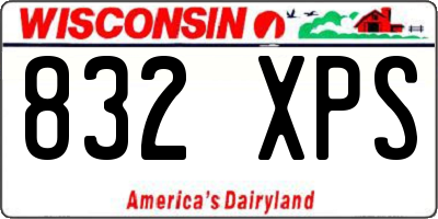 WI license plate 832XPS