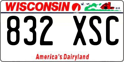 WI license plate 832XSC