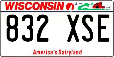 WI license plate 832XSE