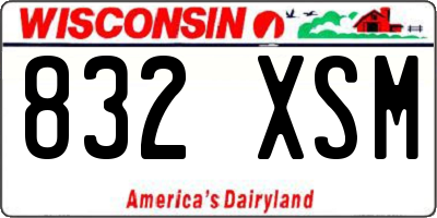 WI license plate 832XSM
