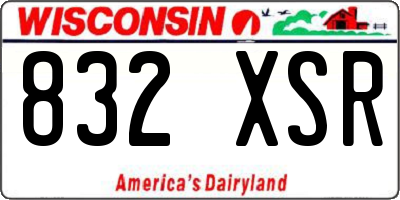 WI license plate 832XSR