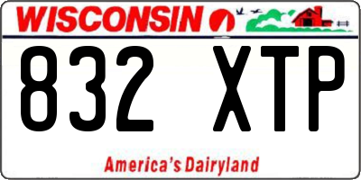 WI license plate 832XTP