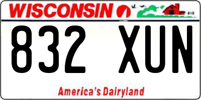 WI license plate 832XUN