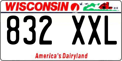 WI license plate 832XXL