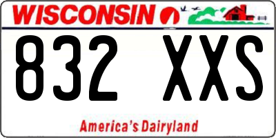 WI license plate 832XXS