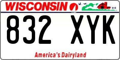 WI license plate 832XYK