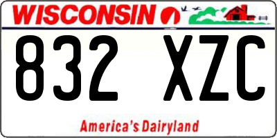 WI license plate 832XZC