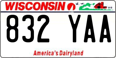 WI license plate 832YAA