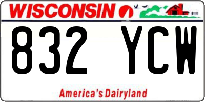 WI license plate 832YCW