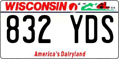WI license plate 832YDS