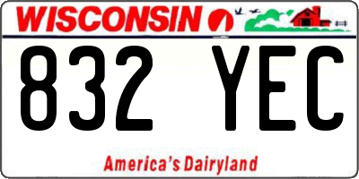 WI license plate 832YEC