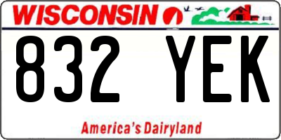 WI license plate 832YEK