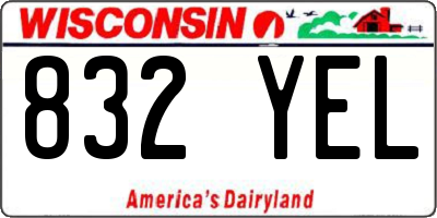 WI license plate 832YEL