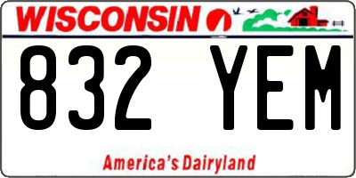 WI license plate 832YEM
