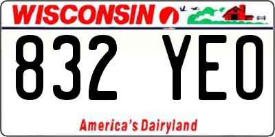 WI license plate 832YEO